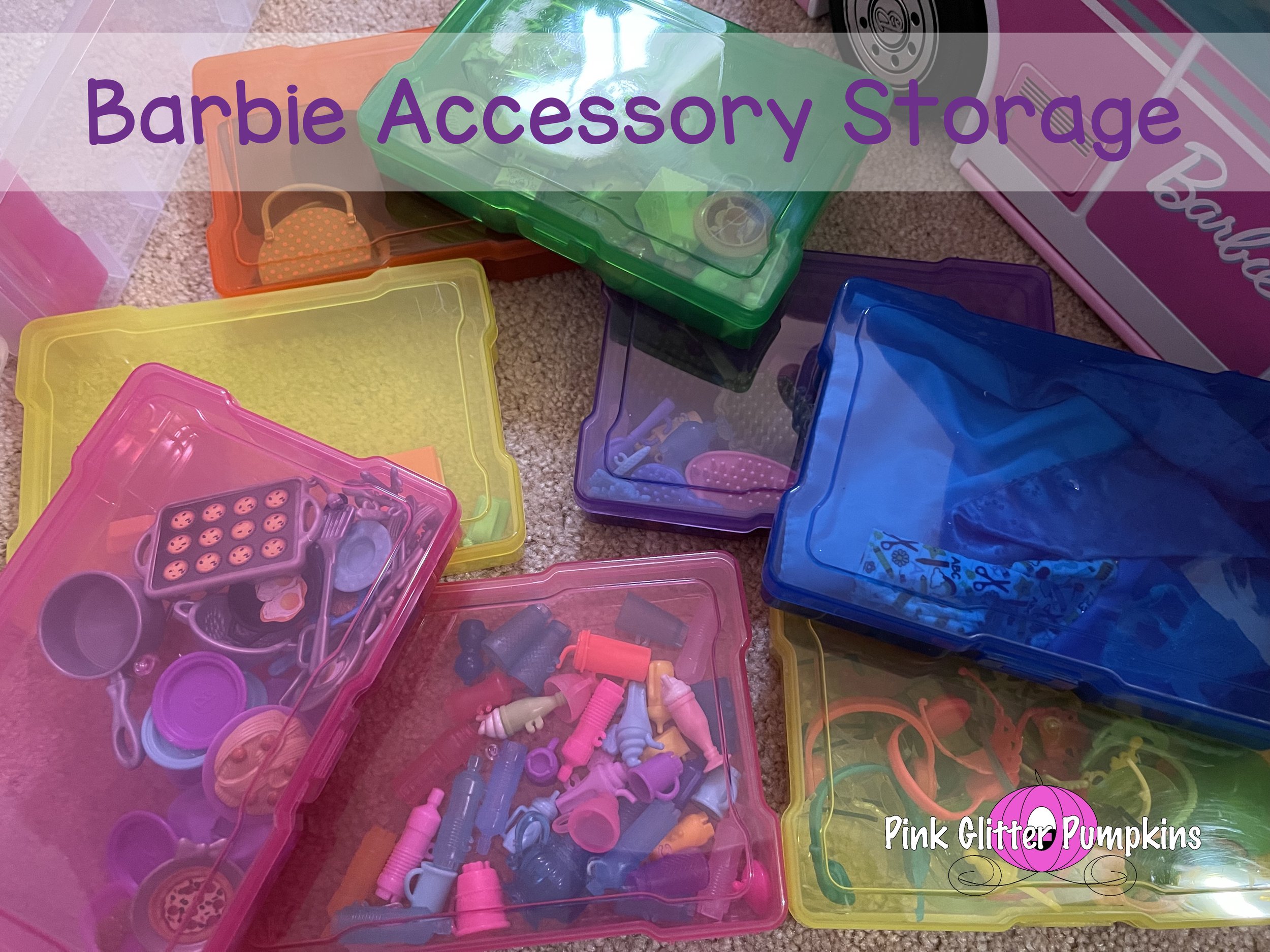 Barbie Accessory Storage — Pink Glitter Pumpkins
